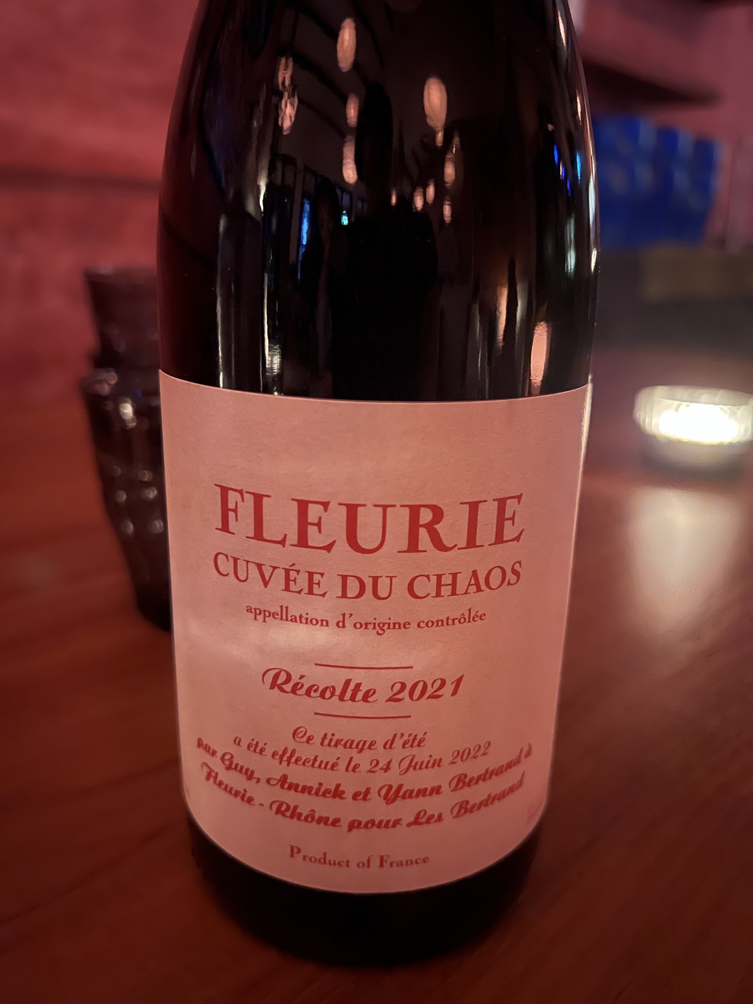 3.9. Yann Bertrand’s cuvée du Chaos Fleurie 2022.