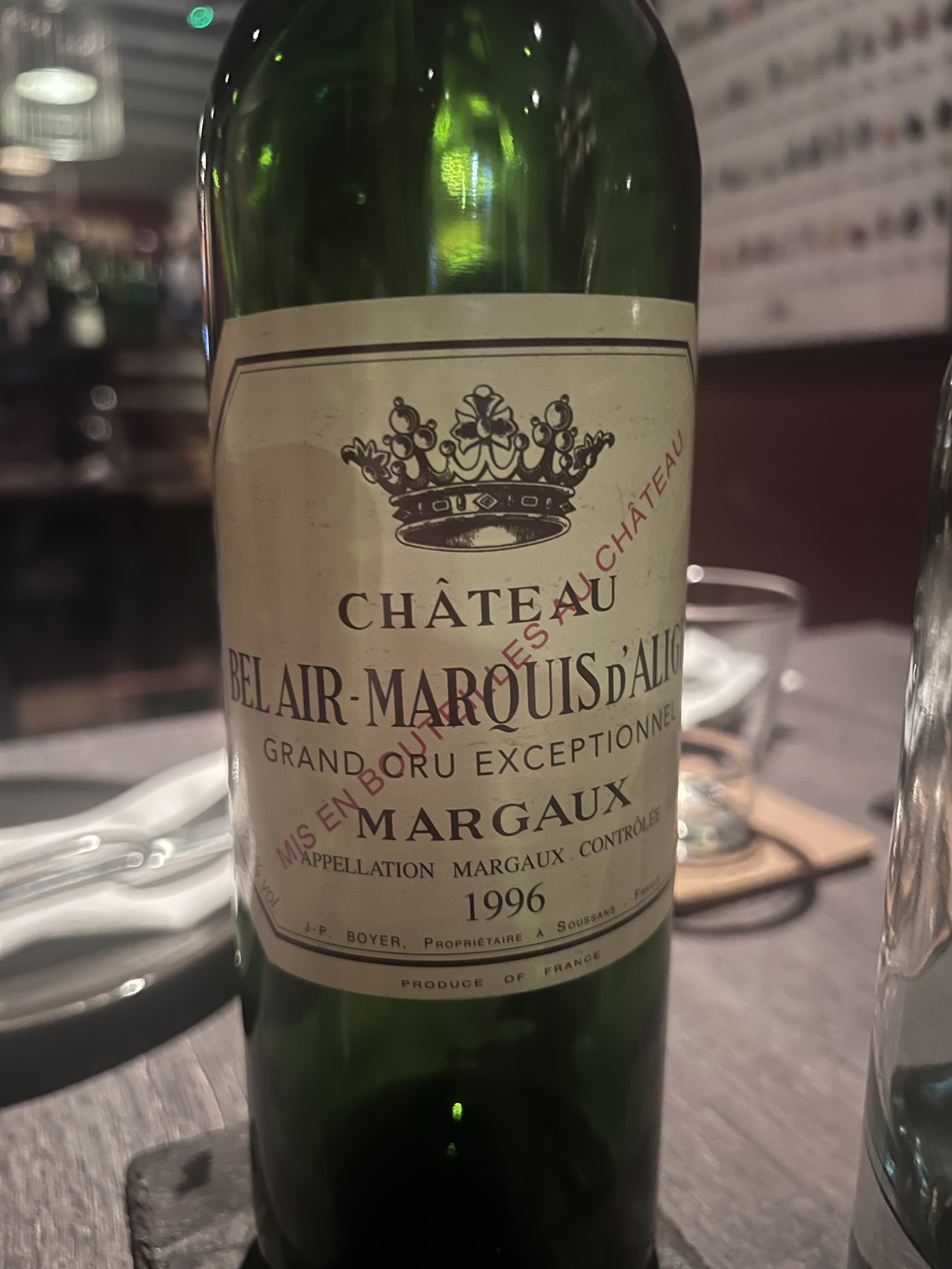 Unrated. Chateau Bel Air-Marquis d’Aligre 1996.