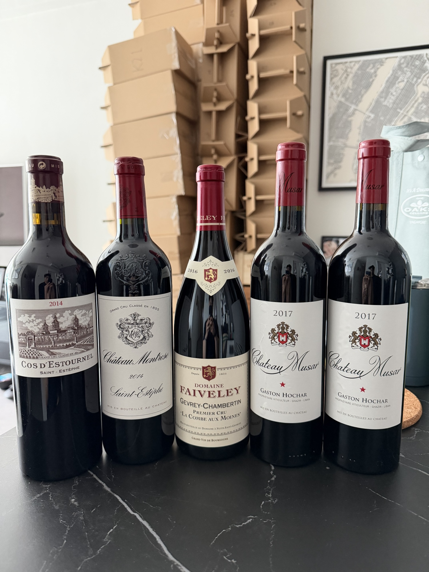 2014 vintage of Cos d’Estournel and Montrose2016 Domaine Faiveley’s Gevrey-Chambertin 1er cru ‘La Combe Aux Moines’2017 Chateau Musar