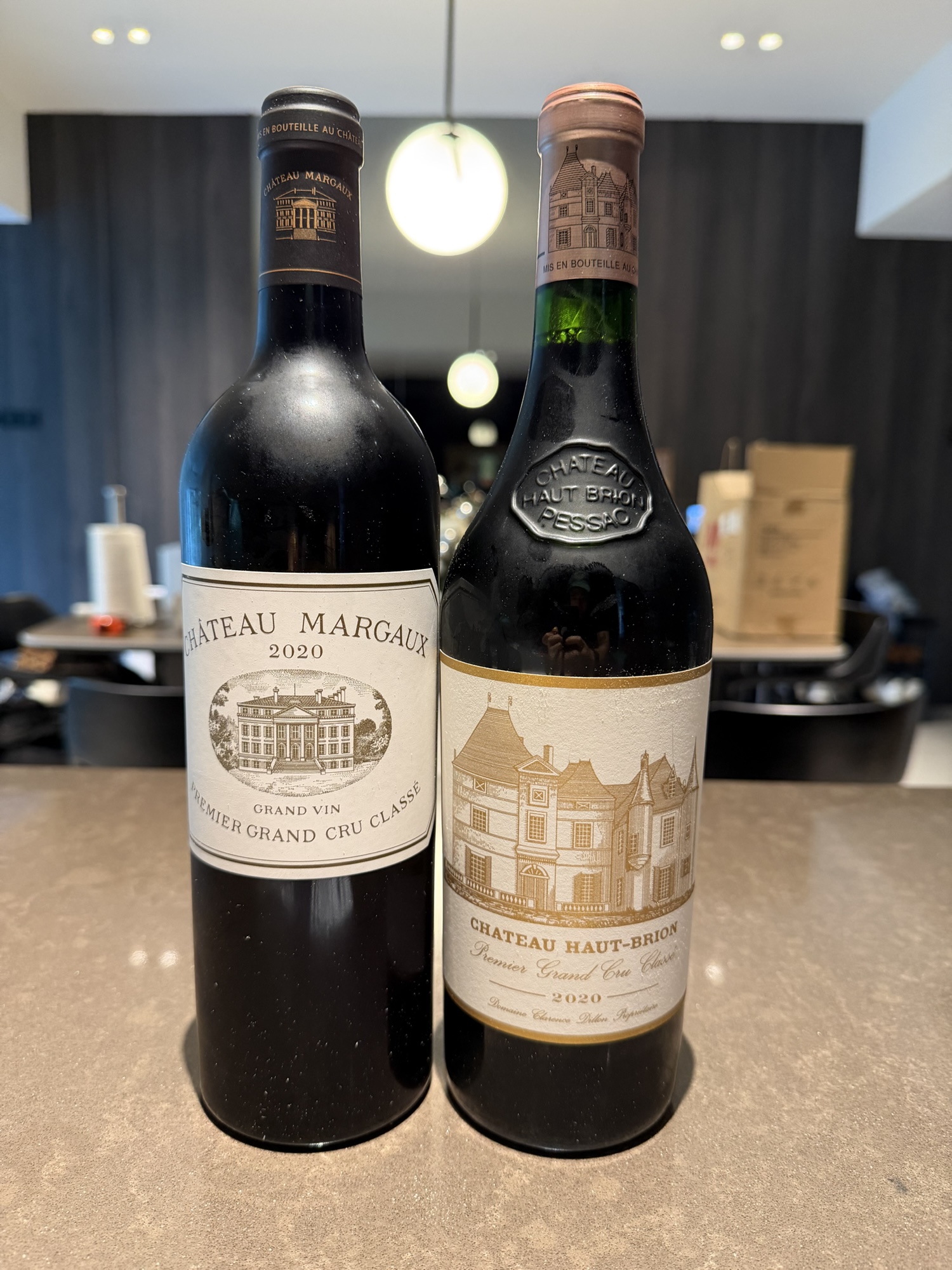Chateau Margaux 2020, and Chateau Haut Brion 2020.