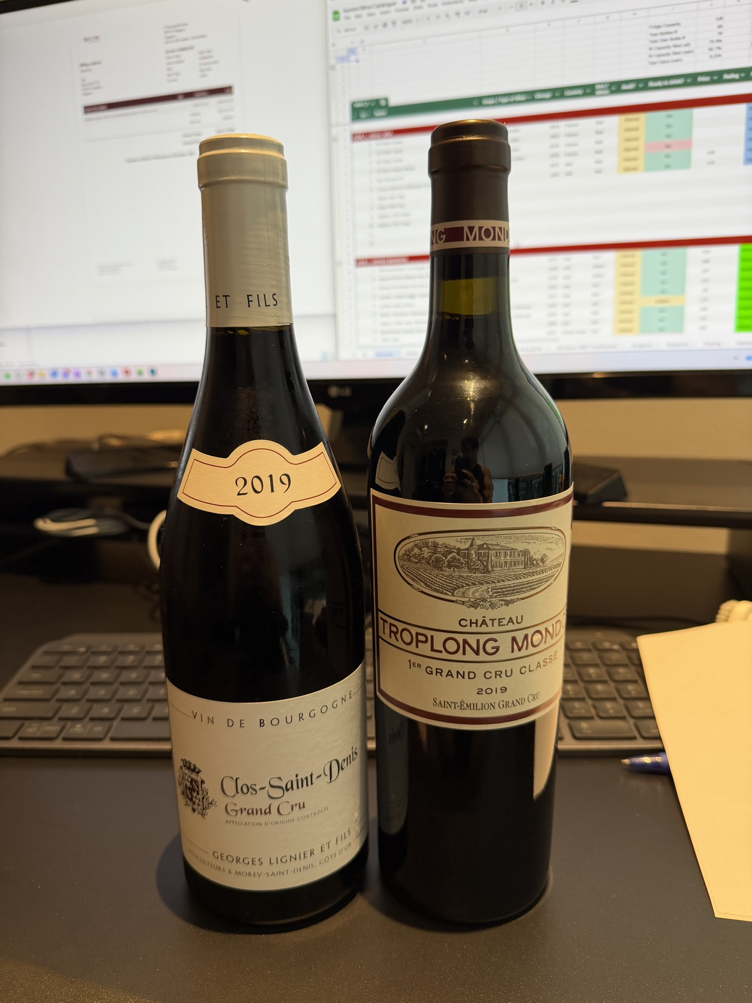 Domaine Georges Lignier’s ‘Clos-Saint-Denis’ Grand Cru 2019, and Chateau Tropolong-Mondot StE 1er GCC ‘B’ 2019.