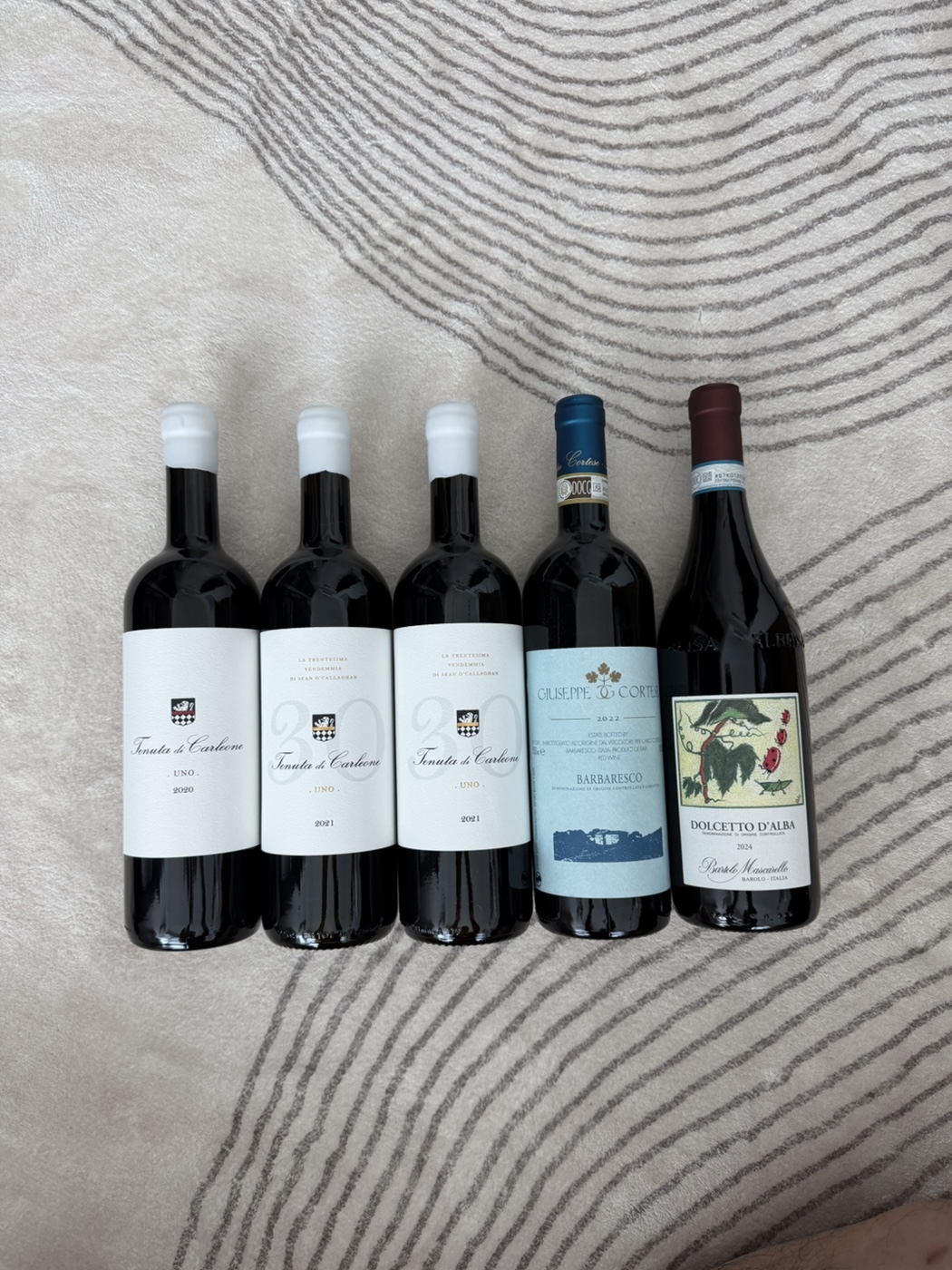 Tenuta di Corleone ‘Uno’ 2020 and 2021s, Giuseppe Cortese Barbaresco 2022, and Bartolo Mascarello’s Dolcetto d’Alba 2024.