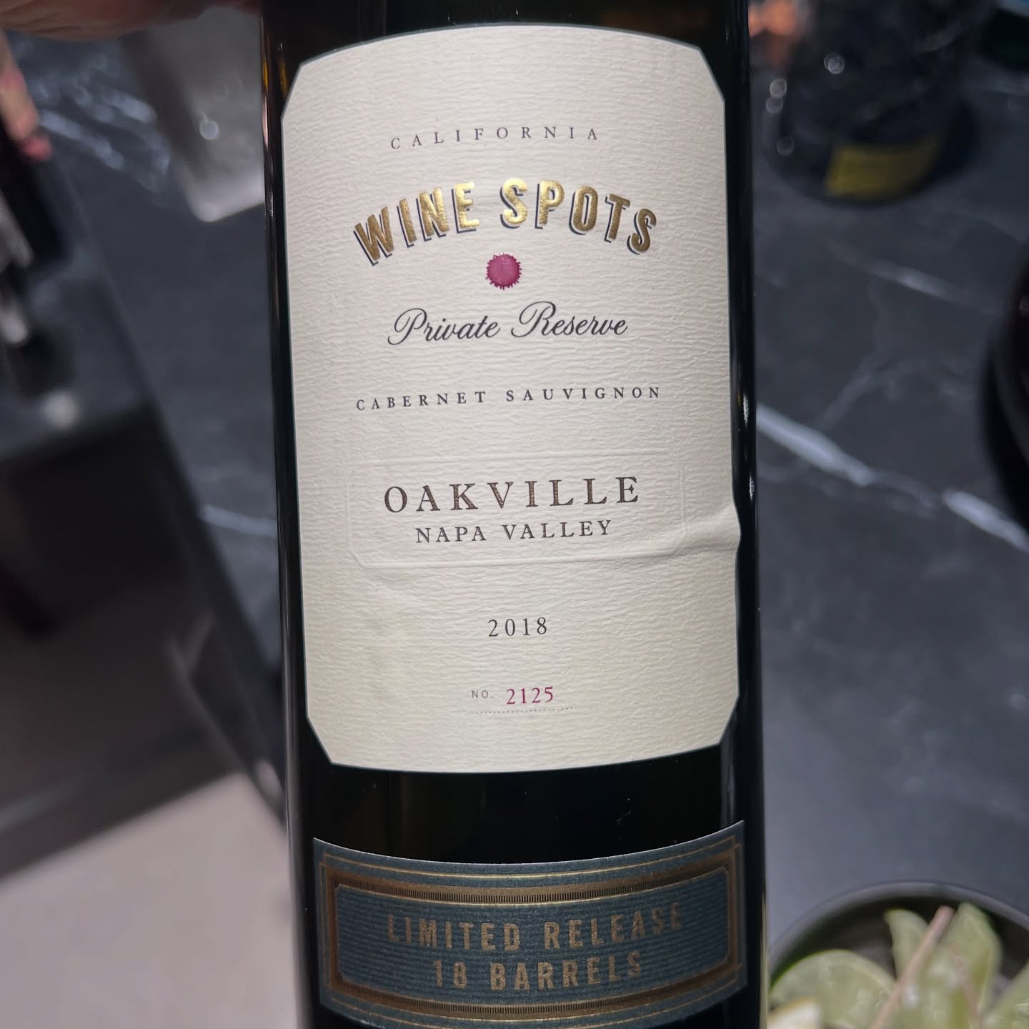4.0. Wine Spots Private Reserve Oakville Cabernet Sauvignon 2018.